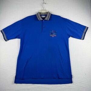 Vintage Crystal Springs 1999 WIBC Indy Bowling Championship Polo Shirt Blue XL